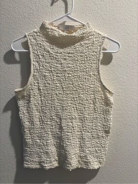 LOFT | Smocked Mock Neck Tank | Cream | Medium
